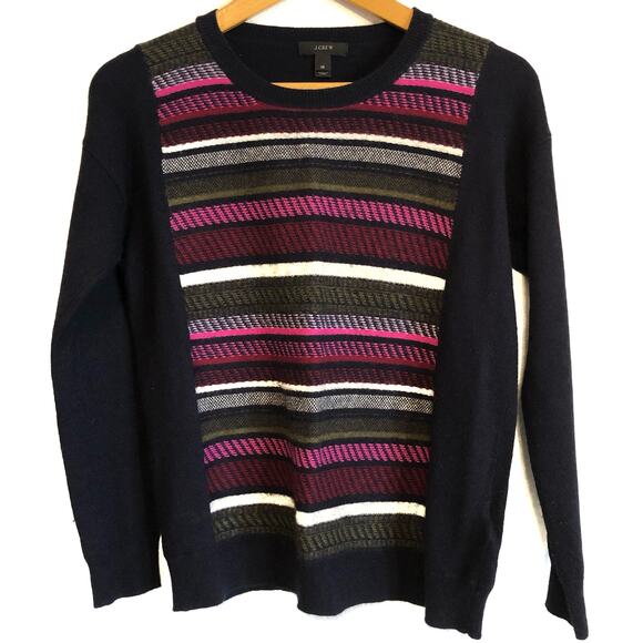 J. Crew blue striped pullover sweater wool angora cozy warm colorful Size XS - Picture 1 of 5